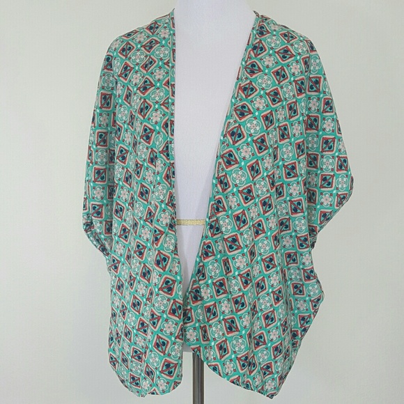 Persaya Jackets & Blazers - Persaya Turquoise Printed Kimono Size Small